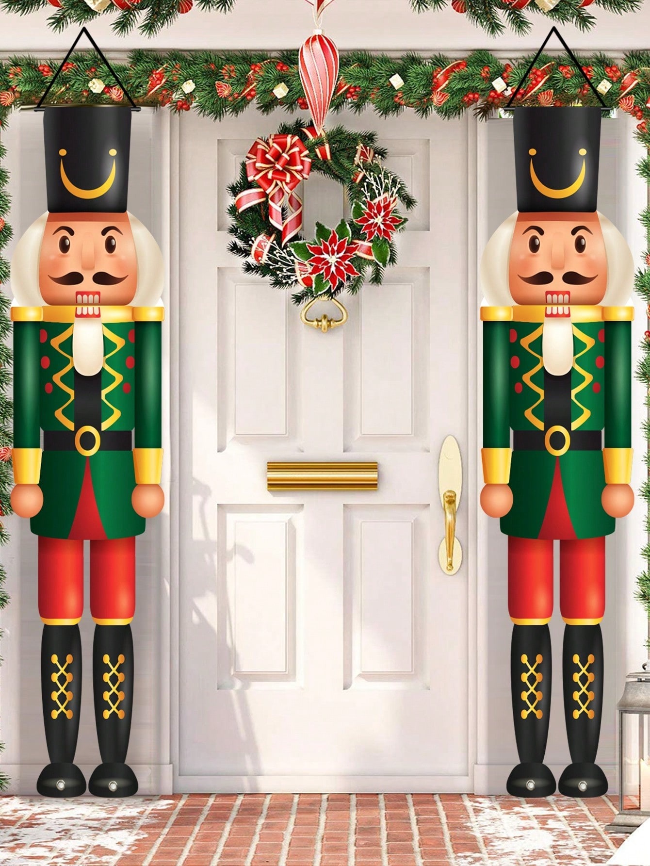 Nutcracker Figurine - Bannière de Noël pour porche, motif