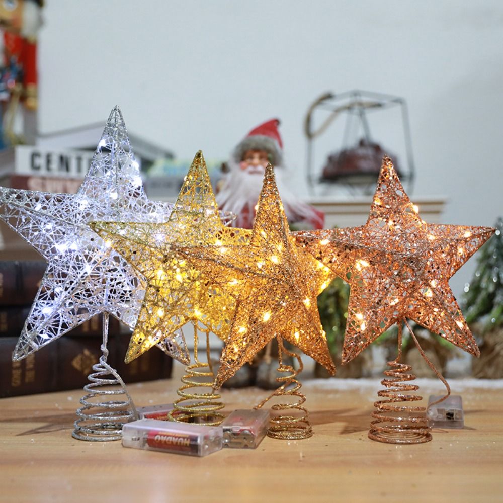 Star Tree Topper - Étoile créative à cinq branches LED,